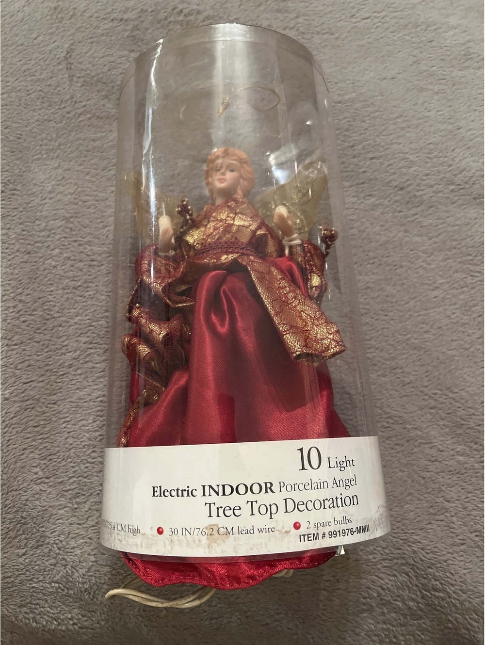 Electric Indoor Porcelain Angel Tree Top Decoration with 10 Lights